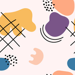 Trendy abstract seamless pattern background or card templates in modern colors, in popular art style