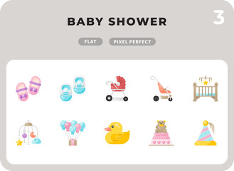 Baby Shower Glyph Icons Pack for UI. Pixel perfect thin line vector icon set for web design and website application.