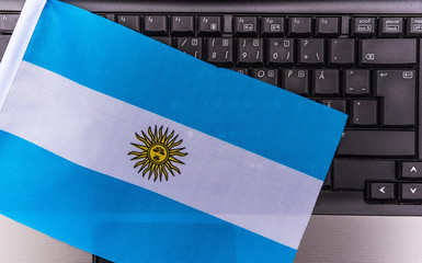  flag of Argentina on computer, laptop keyboard