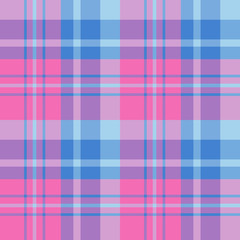 Seamless pattern in nice pink and light and dark blue colors for plaid, fabric, textile, clothes, tablecloth and other things. Vector image.