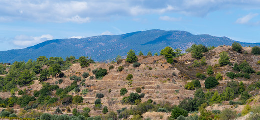 Fototapeta na wymiar The Cyprus nature panorama with mountains