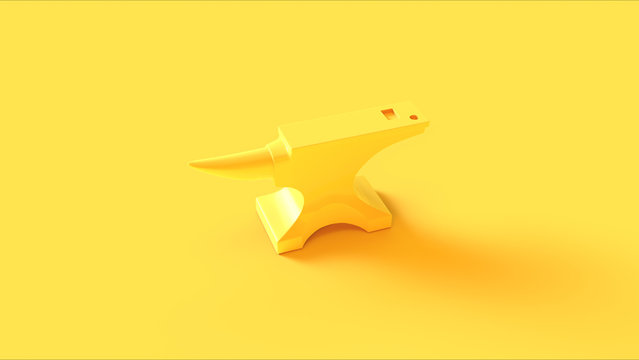 Yellow Traditional Anvil 3 Quarter Right View 3d illustration 3d render