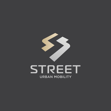 Elegant luxury S letter initial zig zag road clean geometry logo template vector