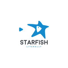 Starfish star and fish creative negative space logo design vector