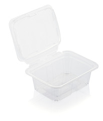 Empty transparent plastic food container