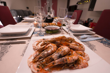 Table with food on New Year's Eve