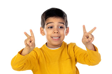 Adorable child counting with his fingers