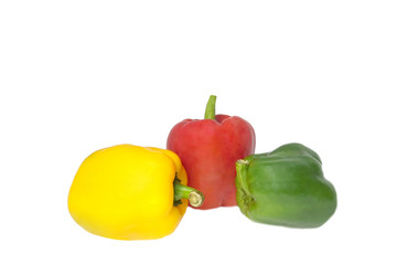 Three colored bell peppers, put together
