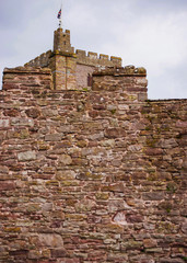 Old castle in Brecon town, at Brecknockshire in Brecon Beacons in Mid Wales. It is a chain of mountains in the United Kingdom. Selective focus