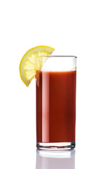 Tomato juice with celery in a glass