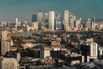 Fototapeta na wymiar Elevated View of Canary Wharf Financial District in the City of London