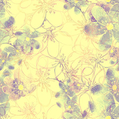 Seamless pattern with spring forest flowers liverleaf.