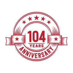 104 years logo design template. 104th anniversary vector and illustration.