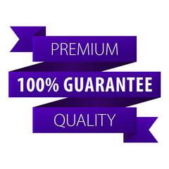 Premium Quality 100 percent guarantee tag ribbon banner icon