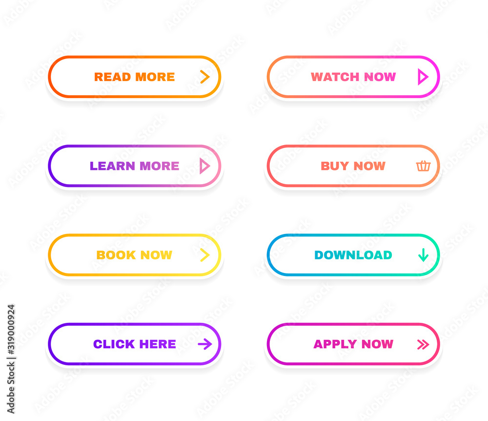 Aufkleber set of modern material style buttons for website, mobile app and infographic. different gradient col