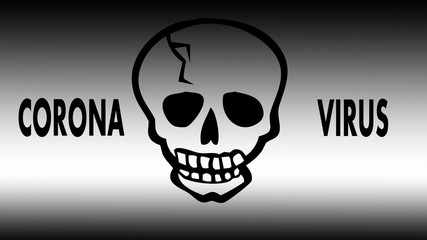 Asian new virus. Skull on the background and the inscription coronavirus