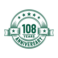 108 years logo design template. 108th anniversary vector and illustration.