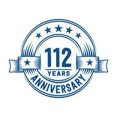 112 years logo design template. 112th anniversary vector and illustration.