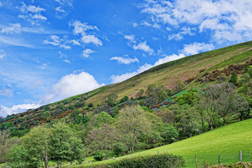 Beautiful Panoramic view of chain of mountains, in Snowdonia National Park in North Wales of the United Kingdom. Snowdonia is a mountain range and a region in North of Wales.