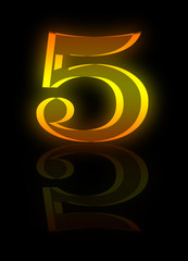 Golden number, design number five (5). Isolated vector illustration