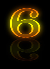 Golden number, design number six (6). Isolated vector illustration