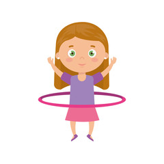 cute little girl playing hula hula isolated icon