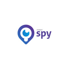 Modern cute camera pin marker logo and app icon template vector