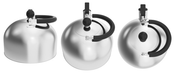 Stovetop whistling kettle. 3D illustration on a white background.