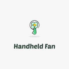 hand held fan look like flower for baby logo design icon