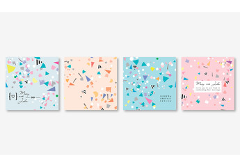 Set of Card Layouts with Confetti