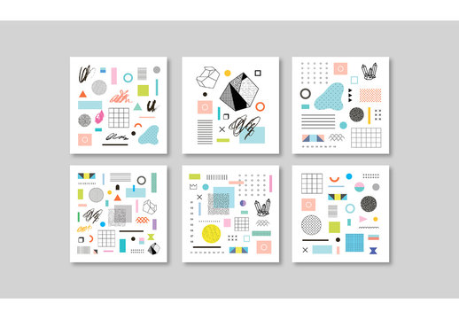 Set of Card Layouts with Geometric Elements
