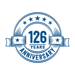 Fototapeta premium 126 years logo design template. 126th anniversary vector and illustration.
