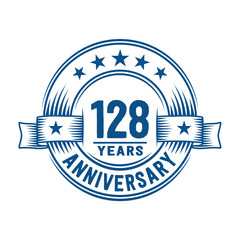 128 years logo design template. 128th anniversary vector and illustration.