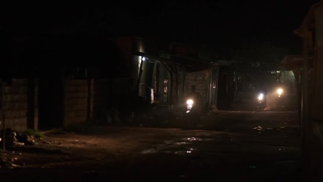 Dark Street and Motorcycles Slow Motion