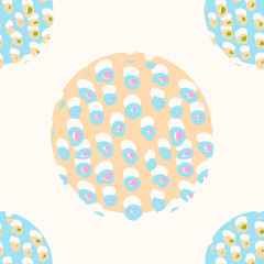 seamless PATTERN drawn by hand with spots, circles, and irregular bumps in soft colors