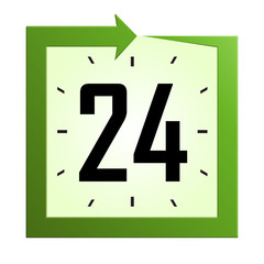 Fototapeta premium Open and service around the clock or 24 hours a day and 7 days a week square icon or symbol