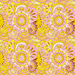 Vector seamless texture with abstract flowers. Endless background.Seamless pattern. Vector backdrop. Bright pattern.