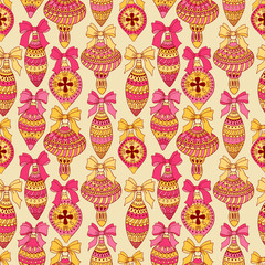 Christmas vector pattern. Seamless pattern with Christmas balls