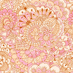 Vector seamless texture with abstract flowers. Endless background. Seamless pattern. Vector backdrop. Bright pattern.