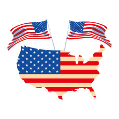 united states map with flag on white background