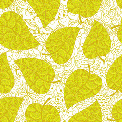 Spring background. Leaf seamless pattern