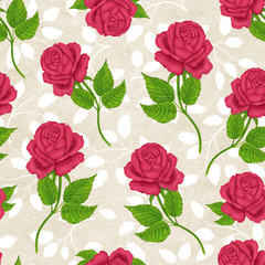 Seamless wallpaper pattern with roses. Watercolor roses