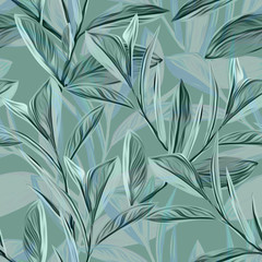 Leaves seamless pattern. Artistic background. - 319010352