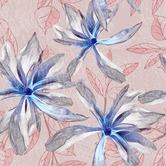 Magnolia seamless pattern. Artistic background.