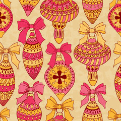 Christmas vector pattern. Seamless pattern with Christmas balls
