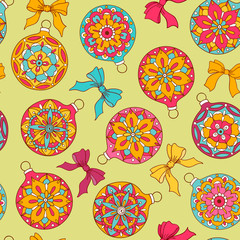 Christmas vector pattern. Seamless pattern with Christmas balls