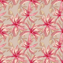 Fototapeta na wymiar Magnolia seamless pattern. Artistic background.