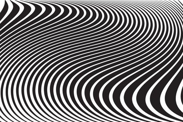 Abstract wavy lines design. Striped black and white texture.