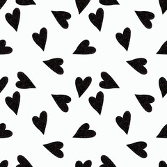 Obraz na płótnie Canvas Seamless pattern with hearts on white background Watercolor illustration. Valentines day