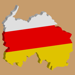 South Ossetia map flag vector 3D